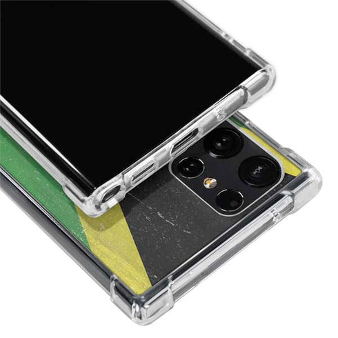 Jamaica Flag Distressed Galaxy S22 Ultra Clear Case