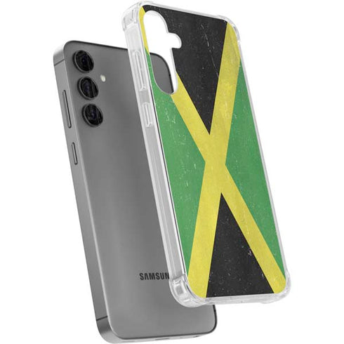 Jamaica Flag Distressed Galaxy S24 Plus Clear Case