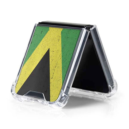 Jamaica Flag Distressed Galaxy Z Flip5 5G Clear Case