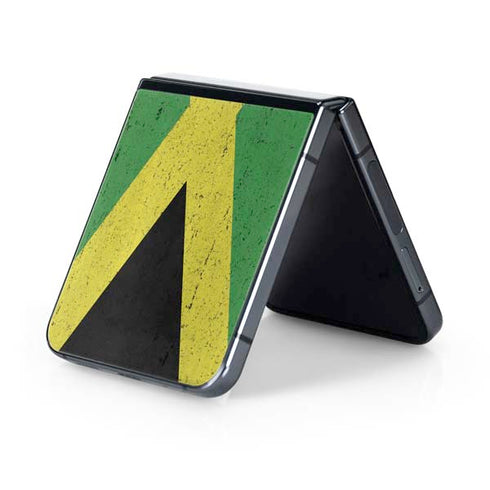 Jamaica Flag Distressed Galaxy Z Flip5 5G Skin