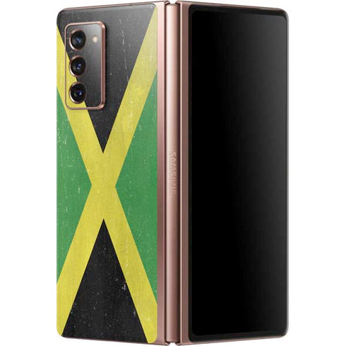 Jamaica Flag Distressed Galaxy Z Fold2 5G Skin