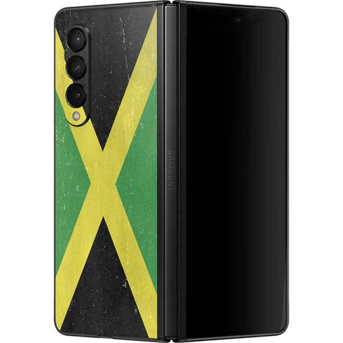 Jamaica Flag Distressed Galaxy Z Fold3 5G Skin