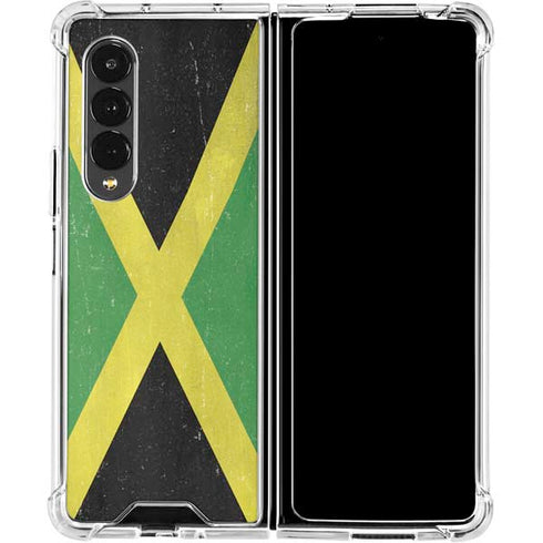 Jamaica Flag Distressed Galaxy Z Fold4 5G Clear Case