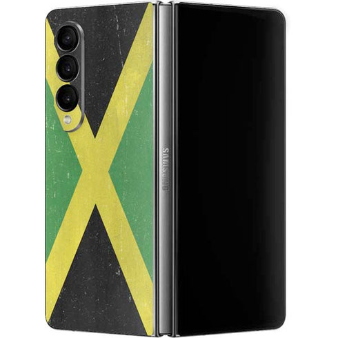 Jamaica Flag Distressed Galaxy Z Fold4 5G Skin