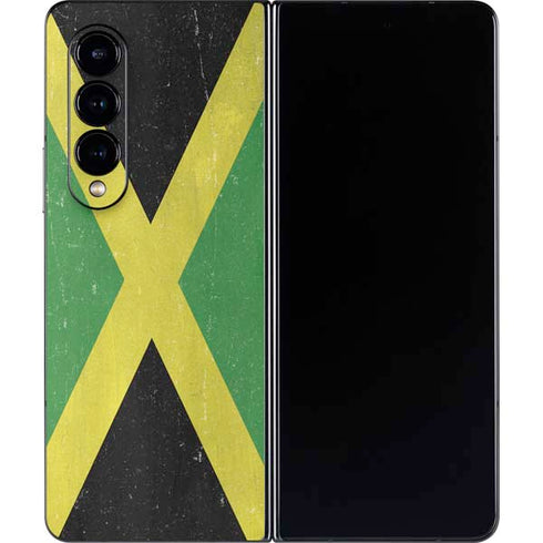 Jamaica Flag Distressed Galaxy Z Fold4 5G Skin