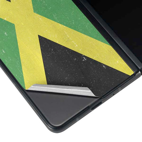 Jamaica Flag Distressed Galaxy Z Fold4 5G Skin