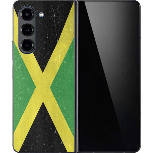 Jamaica Flag Distressed Galaxy Z Fold5 5G Skin