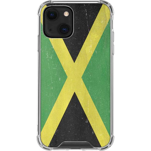 Jamaica Flag Distressed iPhone 15 Plus Clear Case