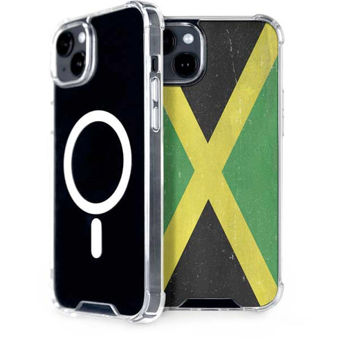Jamaica Flag Distressed iPhone 14 Plus MagSafe Case