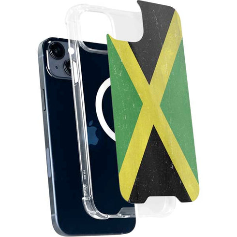 Jamaica Flag Distressed iPhone 14 Plus MagSafe Case