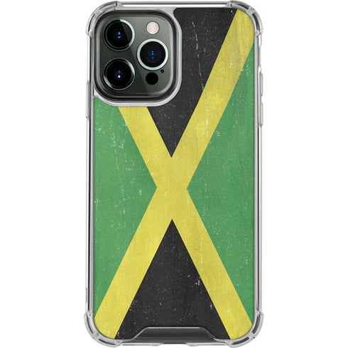 Jamaica Flag Distressed iPhone 14 Pro Max Clear Case