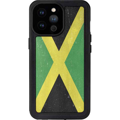 Jamaica Flag Distressed iPhone 14 Pro Max Waterproof Case