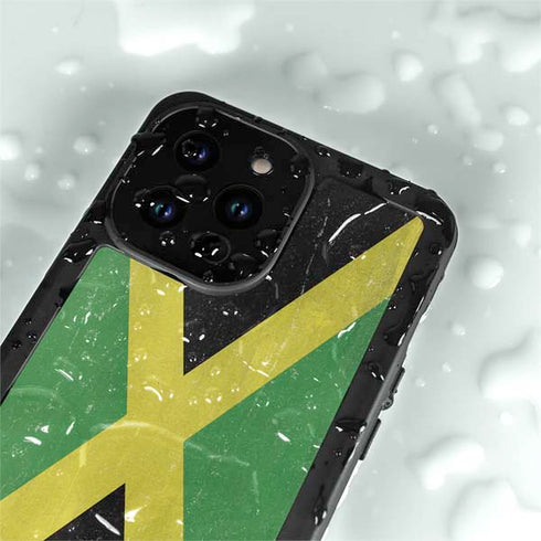 Jamaica Flag Distressed iPhone 14 Pro Max Waterproof Case