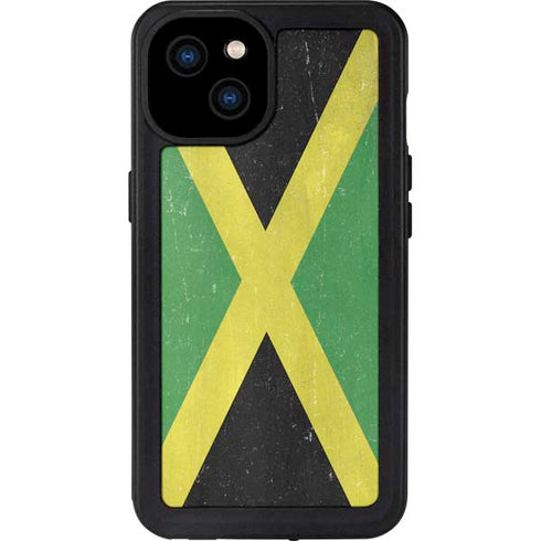 Jamaica Flag Distressed iPhone 15 Plus Waterproof Case
