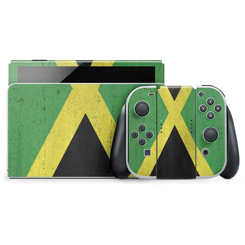 Jamaica Flag Distressed Nintendo Switch OLED (2021) Skin