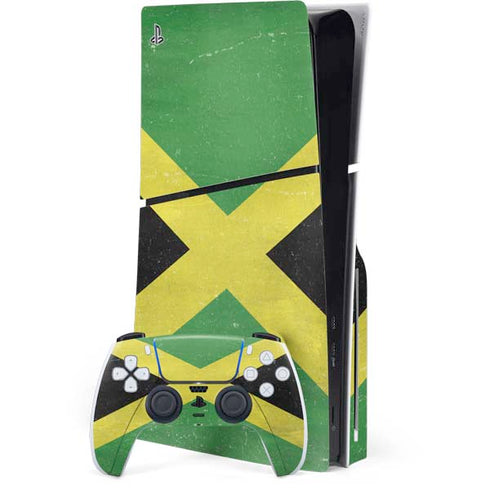 Jamaica Flag Distressed PS5 Slim Disk Bundle Skin