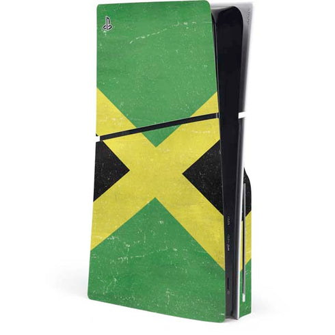 Jamaica Flag Distressed PS5 Slim Disk Console Skin