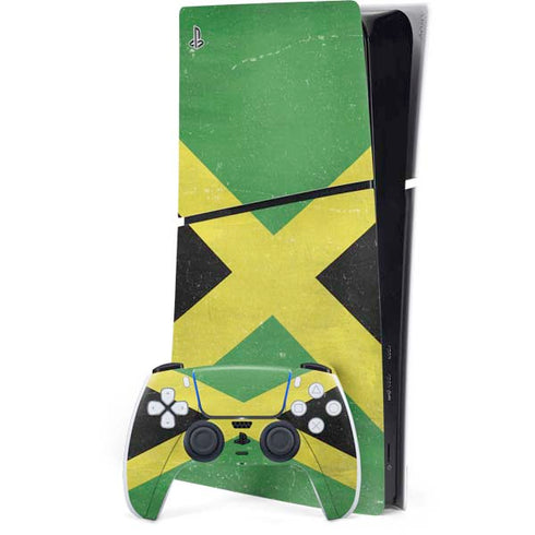 Jamaica Flag Distressed PS5 Slim Digital Edition Console Skin
