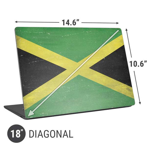Jamaica Flag Distressed Universal Laptop 18in (14.6 x 10.6in) Skin