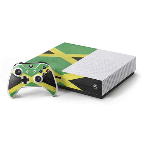 Jamaica Flag Distressed Xbox One S Console and Controller Bundle Skin