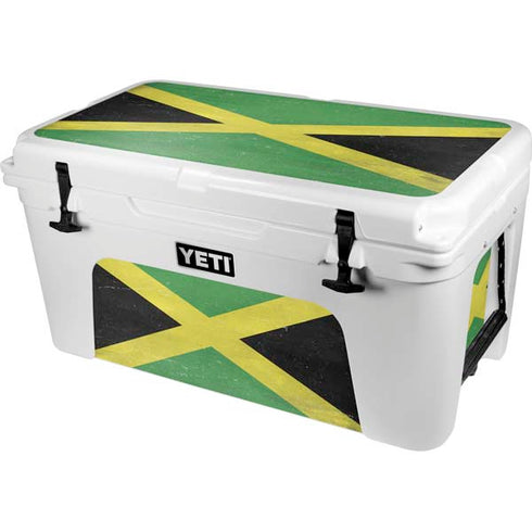 Jamaica Flag Distressed YETI Tundra 65 Hard Cooler Skin