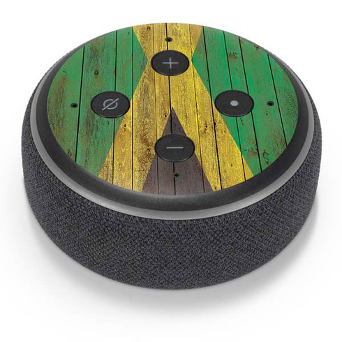 Jamaican Flag Dark Wood Amazon Echo Dot Skin