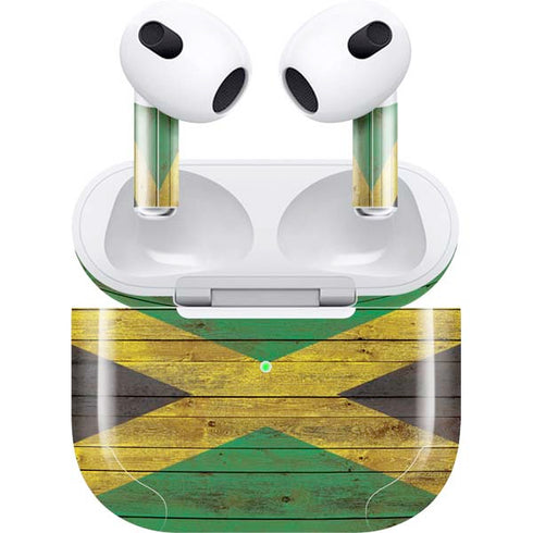 Jamaican Flag Dark Wood Apple AirPods (3rd Gen 2021) Skin