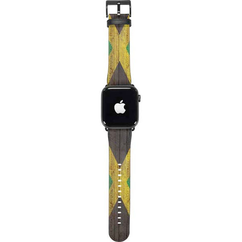 Jamaican Flag Dark Wood Apple Watch Band 42-44mm