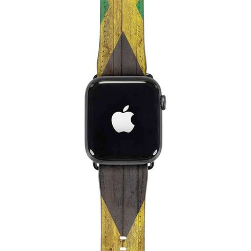 Jamaican Flag Dark Wood Apple Watch Band 38-40mm
