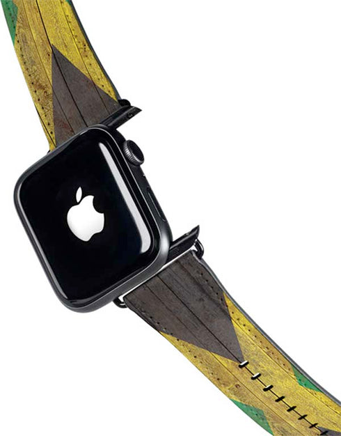 Jamaican Flag Dark Wood Apple Watch Band 38-40mm
