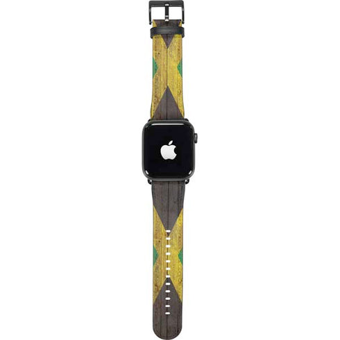 Jamaican Flag Dark Wood Apple Watch Band 38-40mm