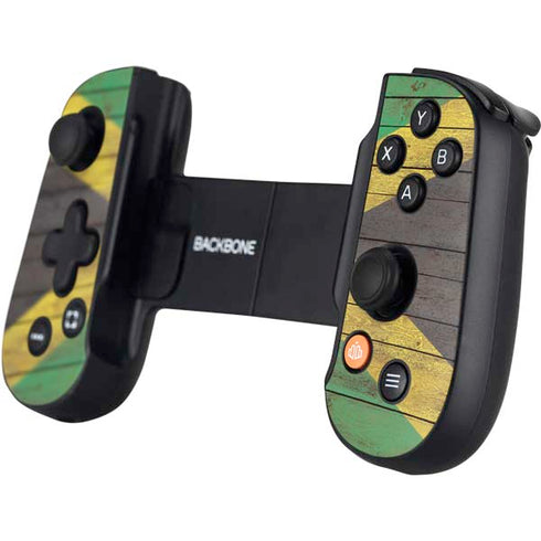 Jamaican Flag Dark Wood Backbone One for iPhone Game Controller Skin