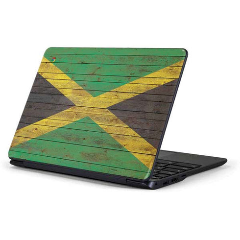 Jamaican Flag Dark Wood Samsung Chromebook Skin