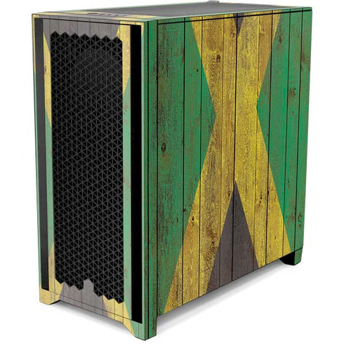 Jamaican Flag Dark Wood Corsair 4000D Tempered Glass Mid-Tower ATX Case Skin