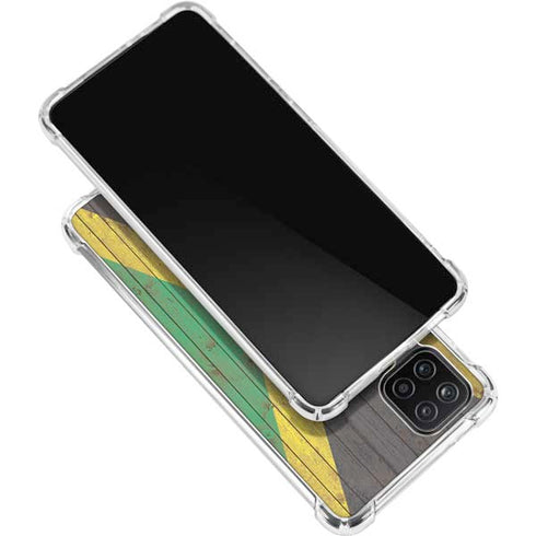 Jamaican Flag Dark Wood Galaxy A12 Clear Case