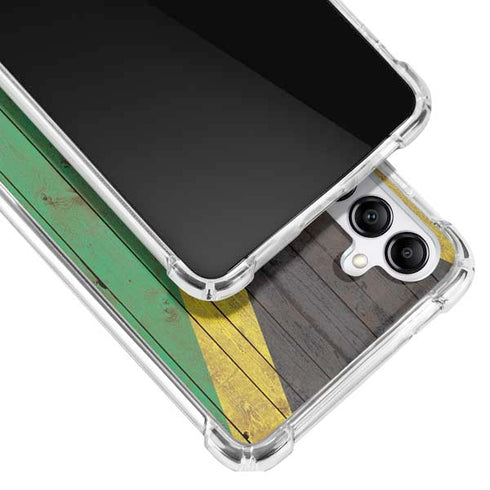 Jamaican Flag Dark Wood Galaxy A14 5G Clear Case