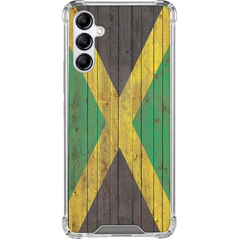 Jamaican Flag Dark Wood Galaxy A15 5G Clear Case