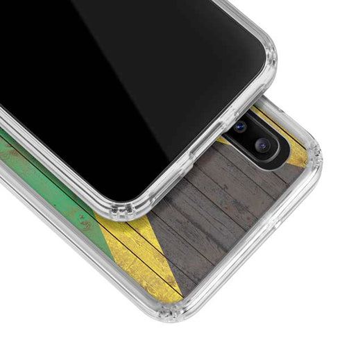 Jamaican Flag Dark Wood Galaxy A30 Clear Case