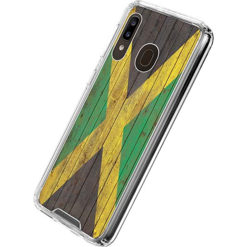 Jamaican Flag Dark Wood Galaxy A30 Clear Case