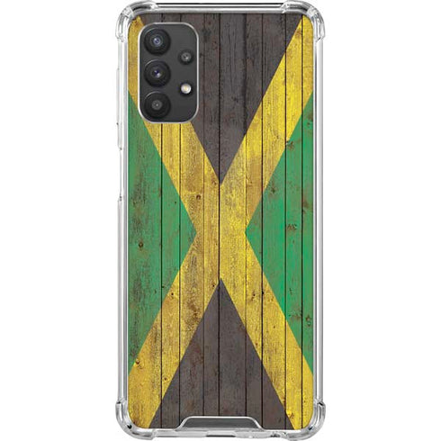 Jamaican Flag Dark Wood Galaxy A32 5G Clear Case