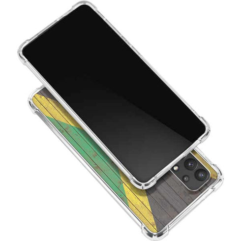 Jamaican Flag Dark Wood Galaxy A32 5G Clear Case