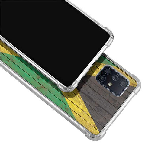 Jamaican Flag Dark Wood Galaxy A51 5G Clear Case