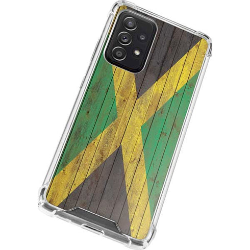 Jamaican Flag Dark Wood Galaxy A52 5G Clear Case