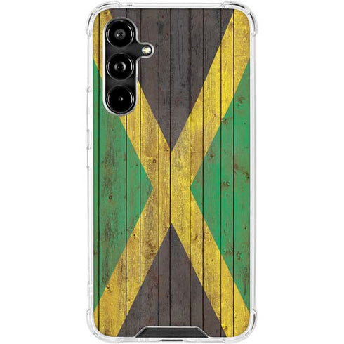 Jamaican Flag Dark Wood Galaxy A54 5G Clear Case
