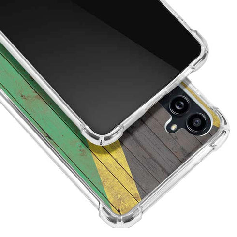 Jamaican Flag Dark Wood Galaxy A54 5G Clear Case