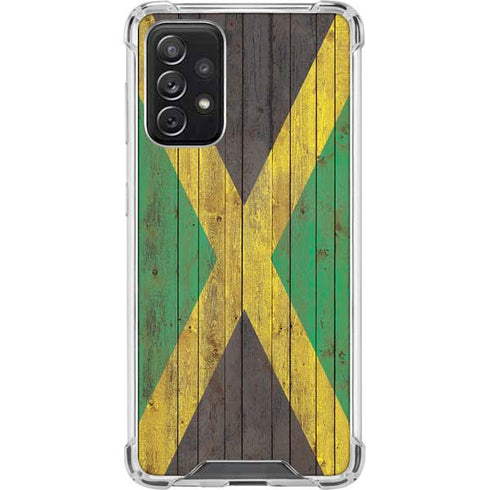 Jamaican Flag Dark Wood Galaxy A72 5G Clear Case