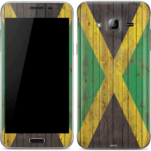 Jamaican Flag Dark Wood Galaxy J3 Skin