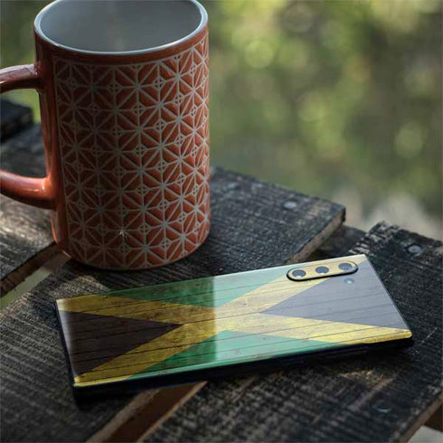 Jamaican Flag Dark Wood Galaxy Note 10 Skin