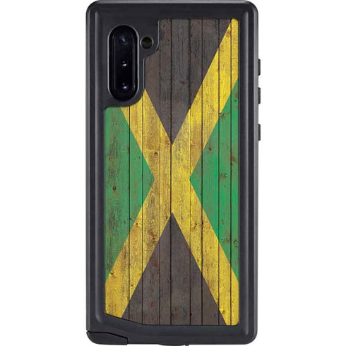 Jamaican Flag Dark Wood Galaxy Note 10 Waterproof Case