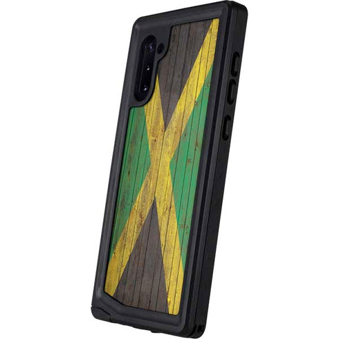 Jamaican Flag Dark Wood Galaxy Note 10 Waterproof Case